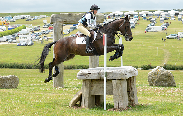 Katie Barber riding WOODFIELD RIA in the CIC *** during the Barbury International Horse Trials at Sharpridge Farm, Rockley, near Marlborough in Wiltshire, UK on 12 July 2015