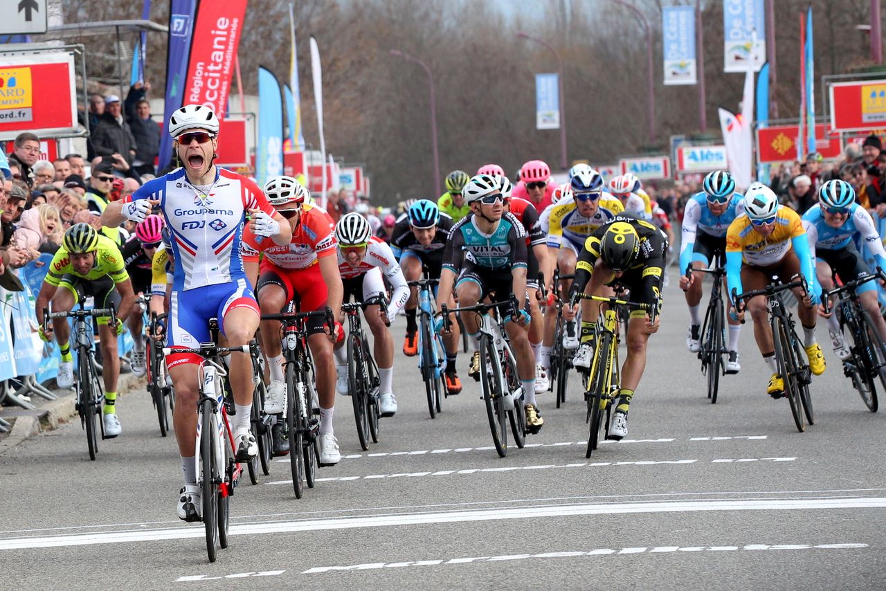 Groupama-FDJ sprinter Marc Sarreau wins stage 3 of the 2019 Etoile de Bess&egrave;ges