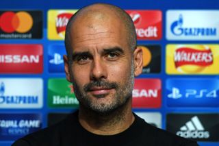 Pep Guardiola speaks at a Manchester City press conference in October 2022.