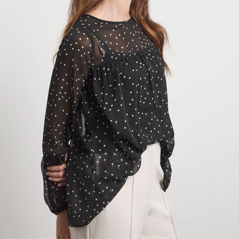 Joanna Hope , Romantic Chiffon Black Blouse