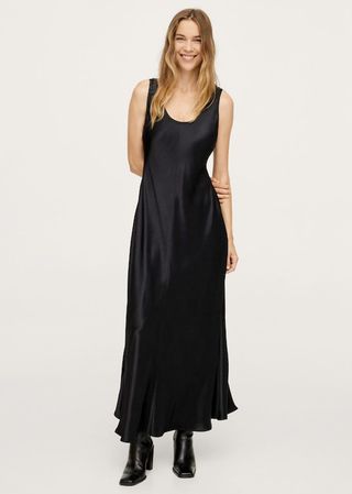Mango Satin Gown - an example of a black dress suitable for a wedding