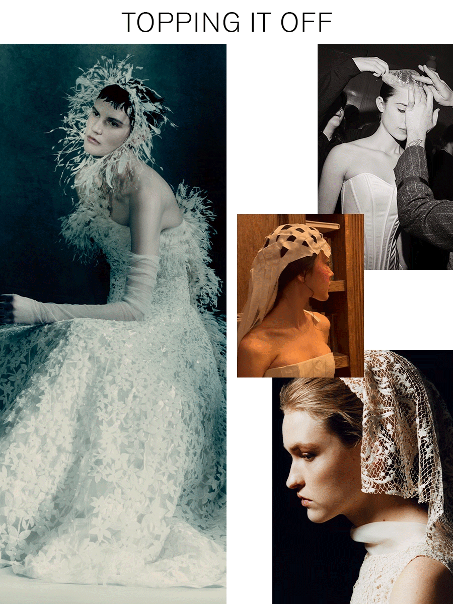 A collage of models wearing hats.