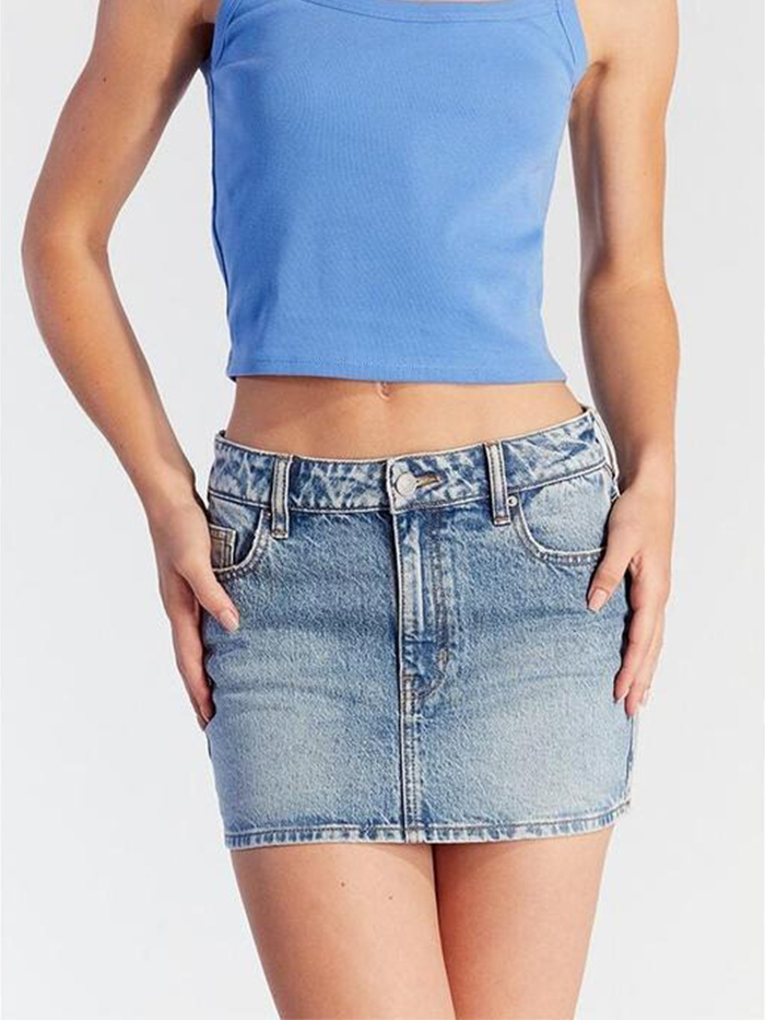 Pacsun, Bella Stretch Medium Indigo Denim Mini Skirt