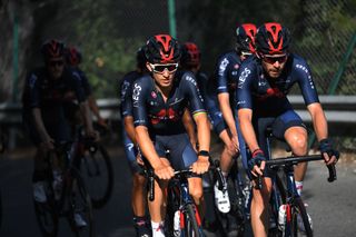 NICE FRANCE AUGUST 27 Michal Kwiatkowski of Poland Luke Rowe of The United Kingdom and Team INEOS Grenadiers during the Team INEOS Grenadiers Training TDF2020 LeTour on August 27 2020 in Nice France Photo by Tim de WaeleGetty Images