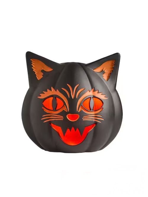 9-inch Plug-In LED Black Cat Jack-O-Lantern