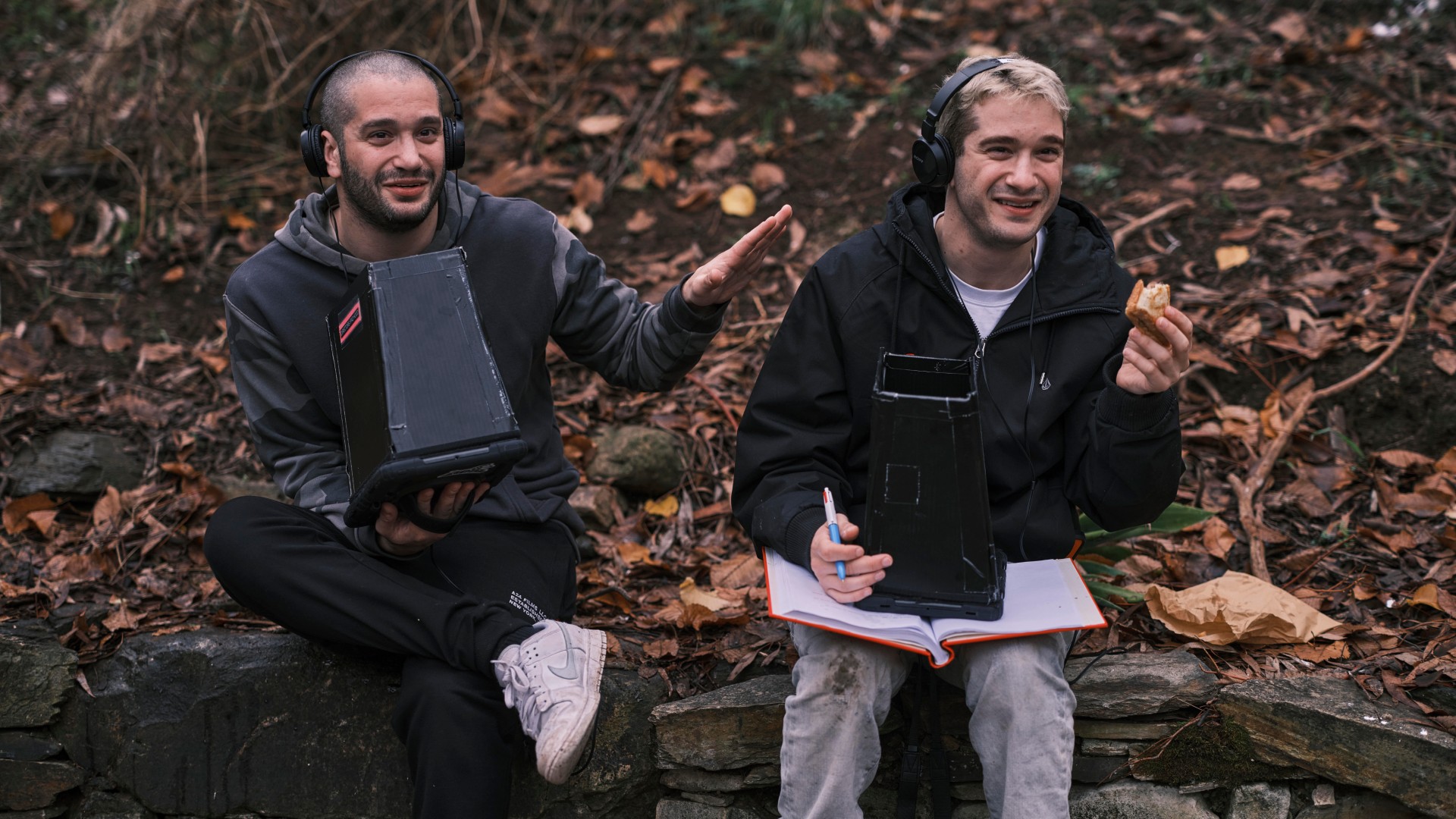 Michael Philippou and Danny Philippou on the set of Bring Her Back