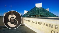Main image&ndash;Outside the Rock and Roll Hall of Fame Museum, Cleveland, OH; Secondary Image&ndash;Raven Slaughter's S-shaped Gibson