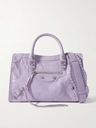 Le City Small Embellished Textured-Leather Tote