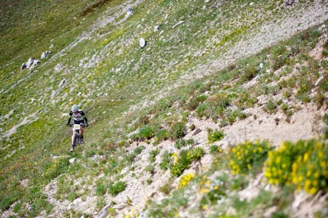 Alex Grant (Sho-Air/Cannondale) grinds up Wheeler Trail