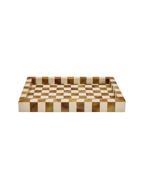 Checkered Trinket Tray in Brown