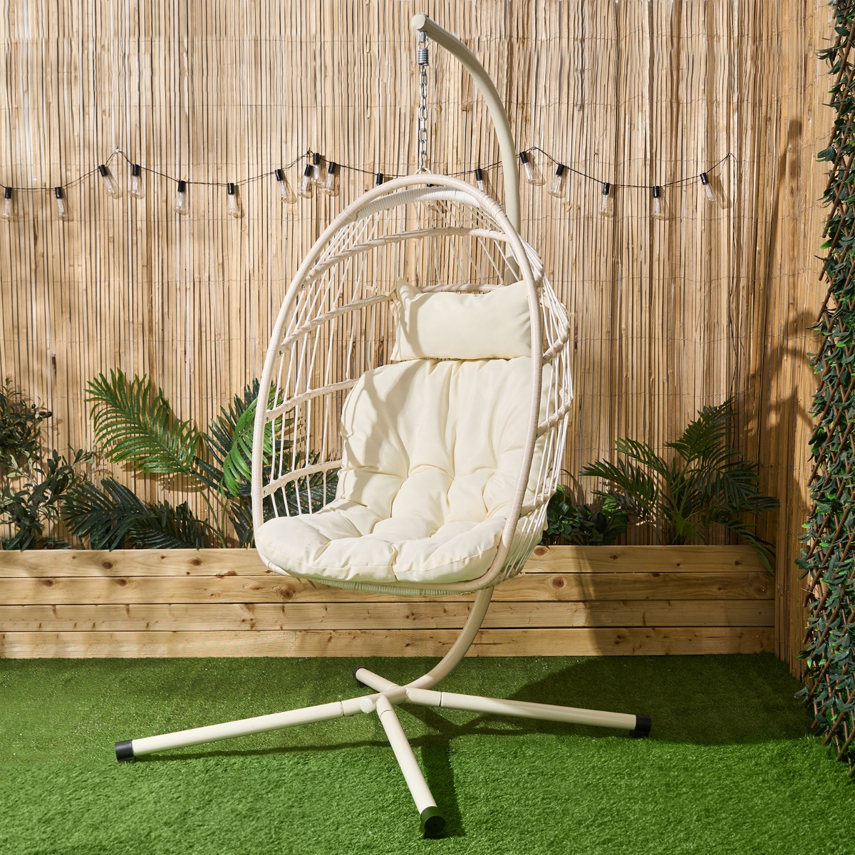 Ohs Foldable Hanging Egg Chair - Cream