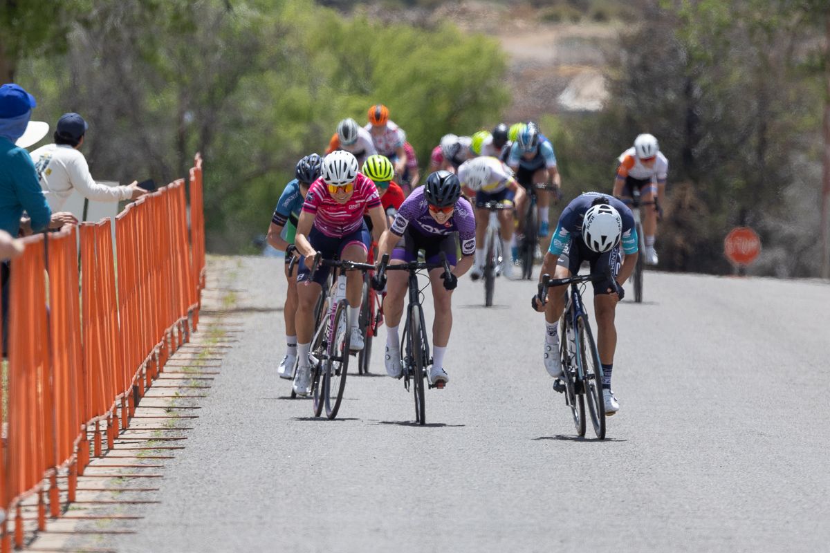 Megan Easler (ROXO) was the first over the small rise at 200m