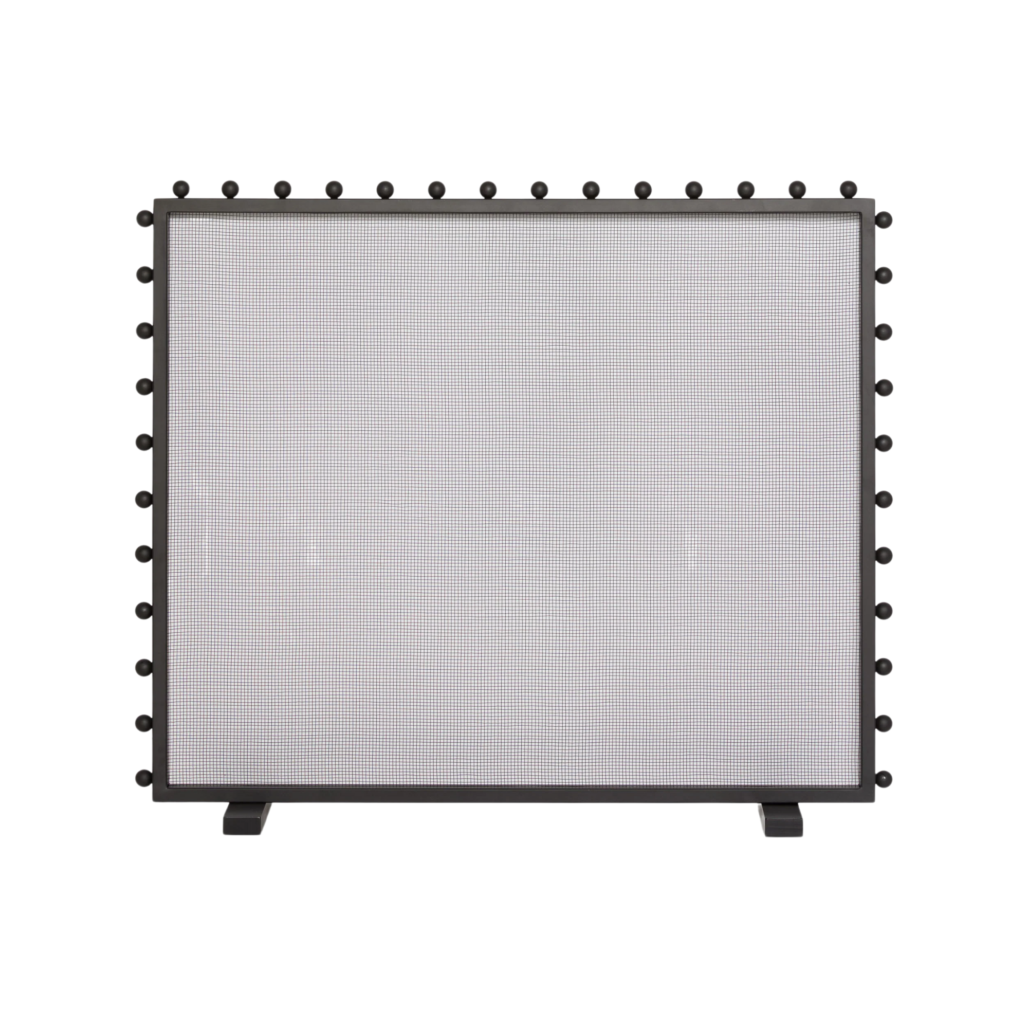 a fireplace screen with knobbed details