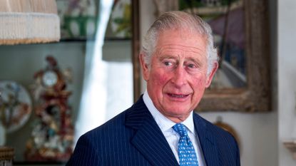 Prince Charles, Prince of Wales seen during his meeting with Iraqi Prime Minister Mustafa Al-Kadhimi at Clarence House on October 22, 2020 in London, England