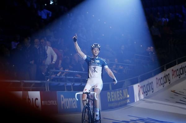 Niki Terpstra celebrates his team's win in the Madison
