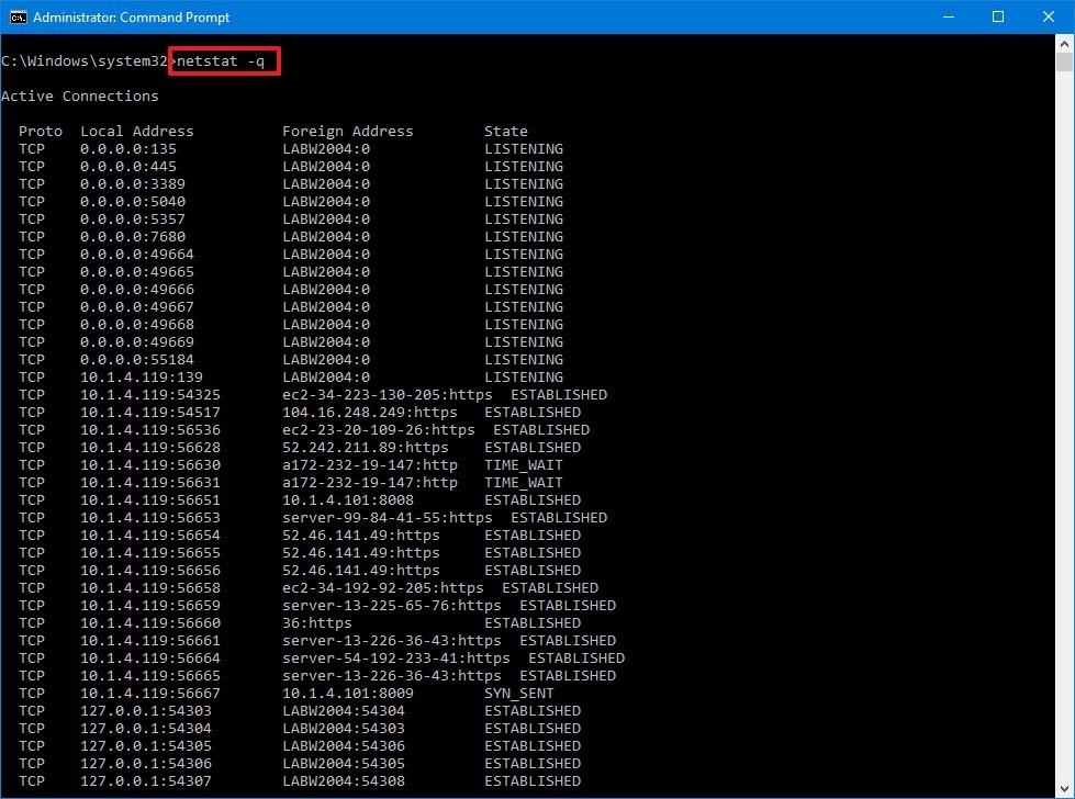 Netstat -q command