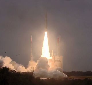Four more navigation satellites join Europe's GPS network after an Ariane 5 rocket launch Dec. 12 from the Guiana Space Center in Korou.
