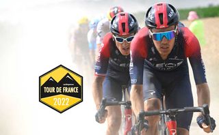 Geraint Thomas chasing with Dylan van Baarle on stage 5 of the Tour de France