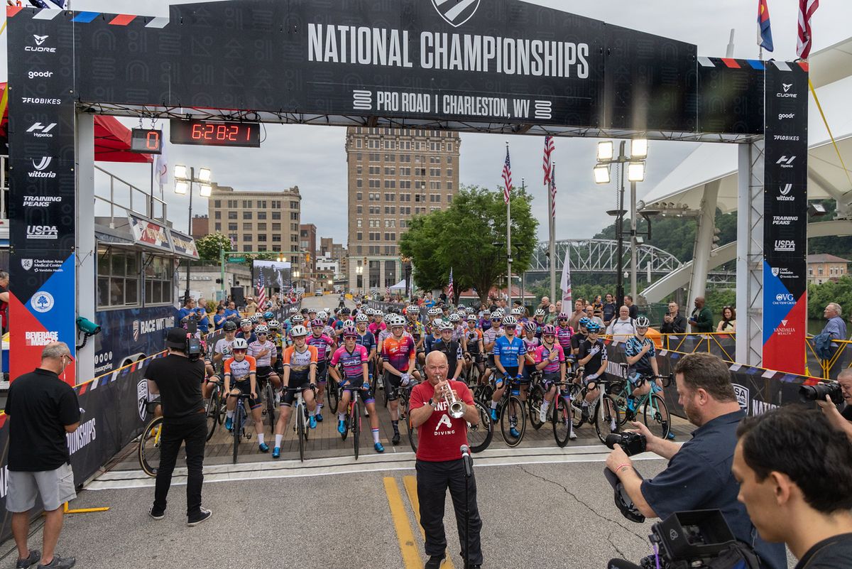 A trumpet solo sounded the National Anthem to begin the day's two championship races.