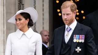 Meghan, Duchess of Sussex and Prince Harry, Duke of Sussex attend the National Service of Thanksgiving at St Paul's Cathedral