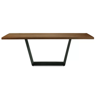 Modern metal base dining table.