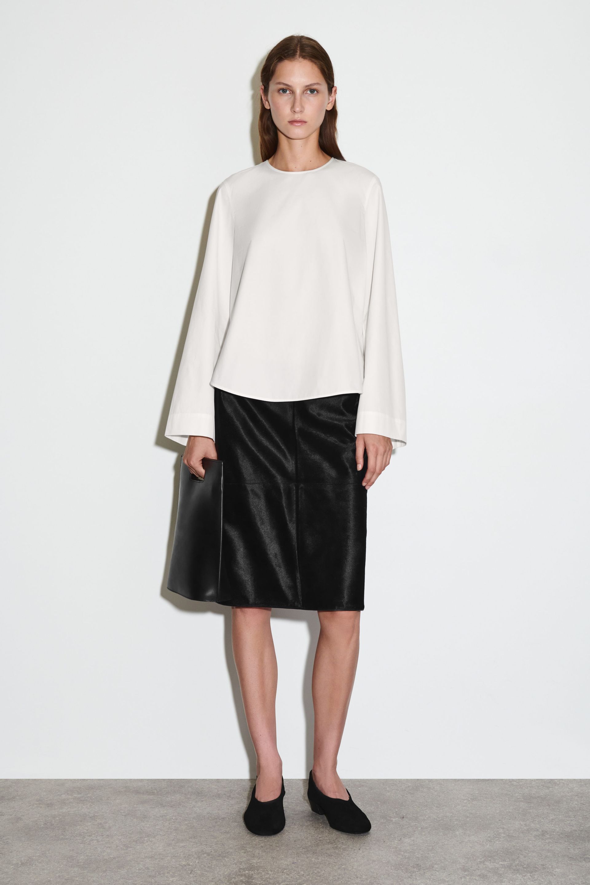 Curved-Hem Cotton Blouse