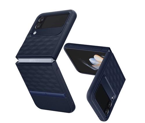 Bästa Samsung Galaxy Z Flip 4-skal: Caseology Parallax-skalet för Galaxy Z Flip 4 mot en vit bakgrund.