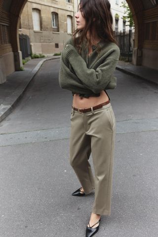 Straight Fit Trousers With Belt