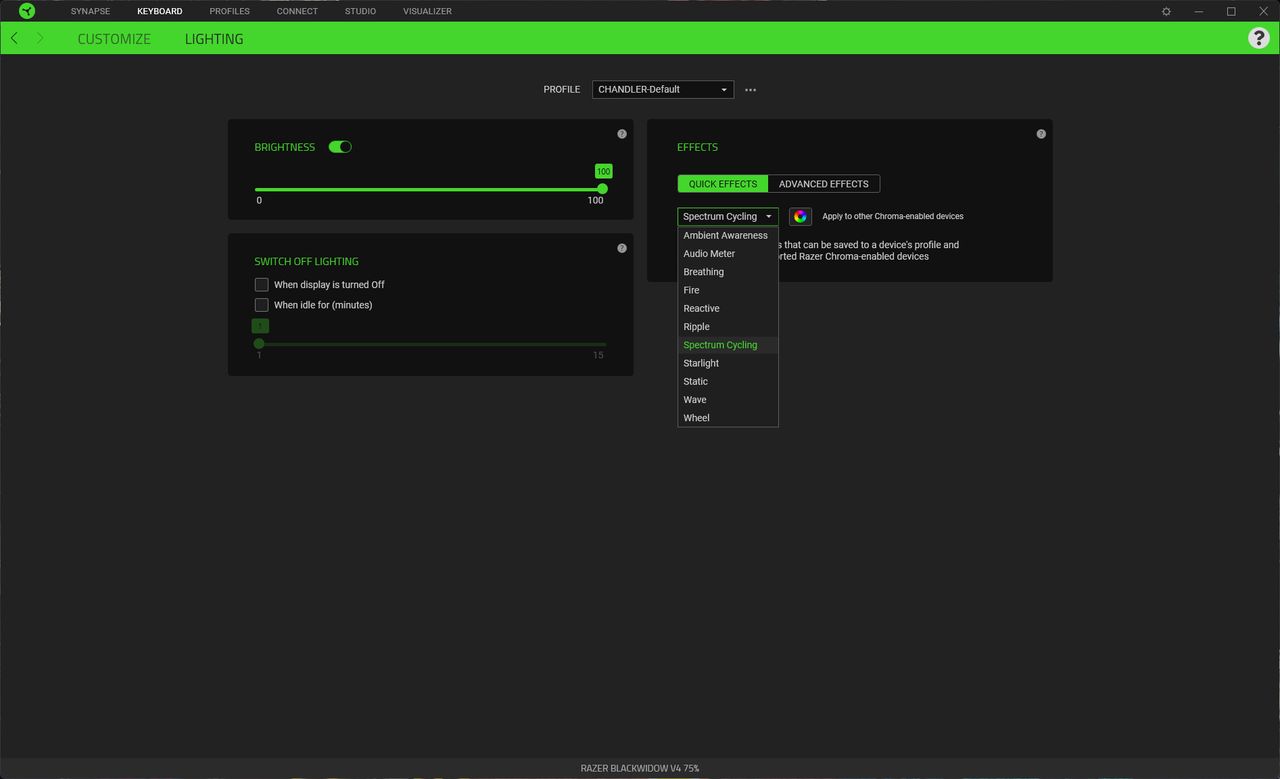 Razer BlackWidow V4 75% keyboard customization with Razer Synapse app