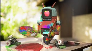 Vertex Week 2022: a robot toy is covered in paint in Substance 3D