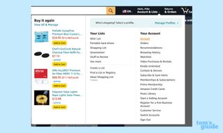 Amazon account menu