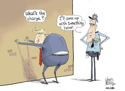 Political cartoon U.S. Trump Mueller Russia investigation plant evidence