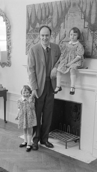 Roald Dahl with his two children