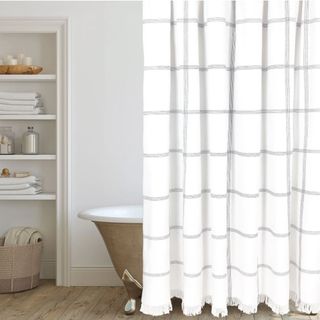 5. Hall & Perry Grid Shower Curtain 