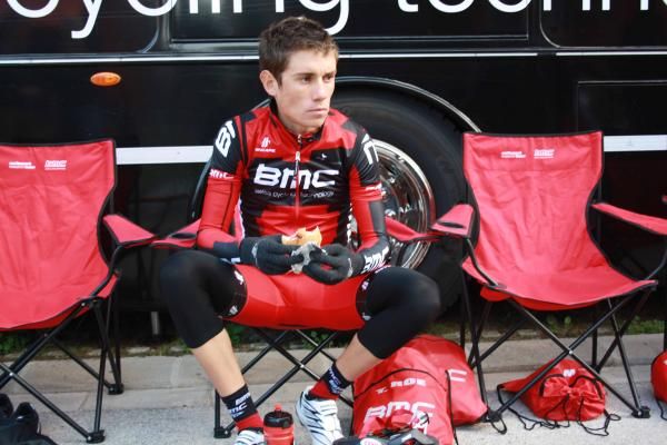 Tim Roe (BMC) gets ready for another day in the saddle.