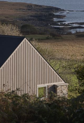 pitched roof of community dining hall, Croft 3 by London based studio fardaa