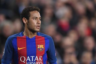 Neymar of Barcelona looks on during the UEFA Champions League Round of 16 second leg match between FC Barcelona and Paris Saint-Germain at Camp Nou on March 8, 2017 in Barcelona, Spain.
