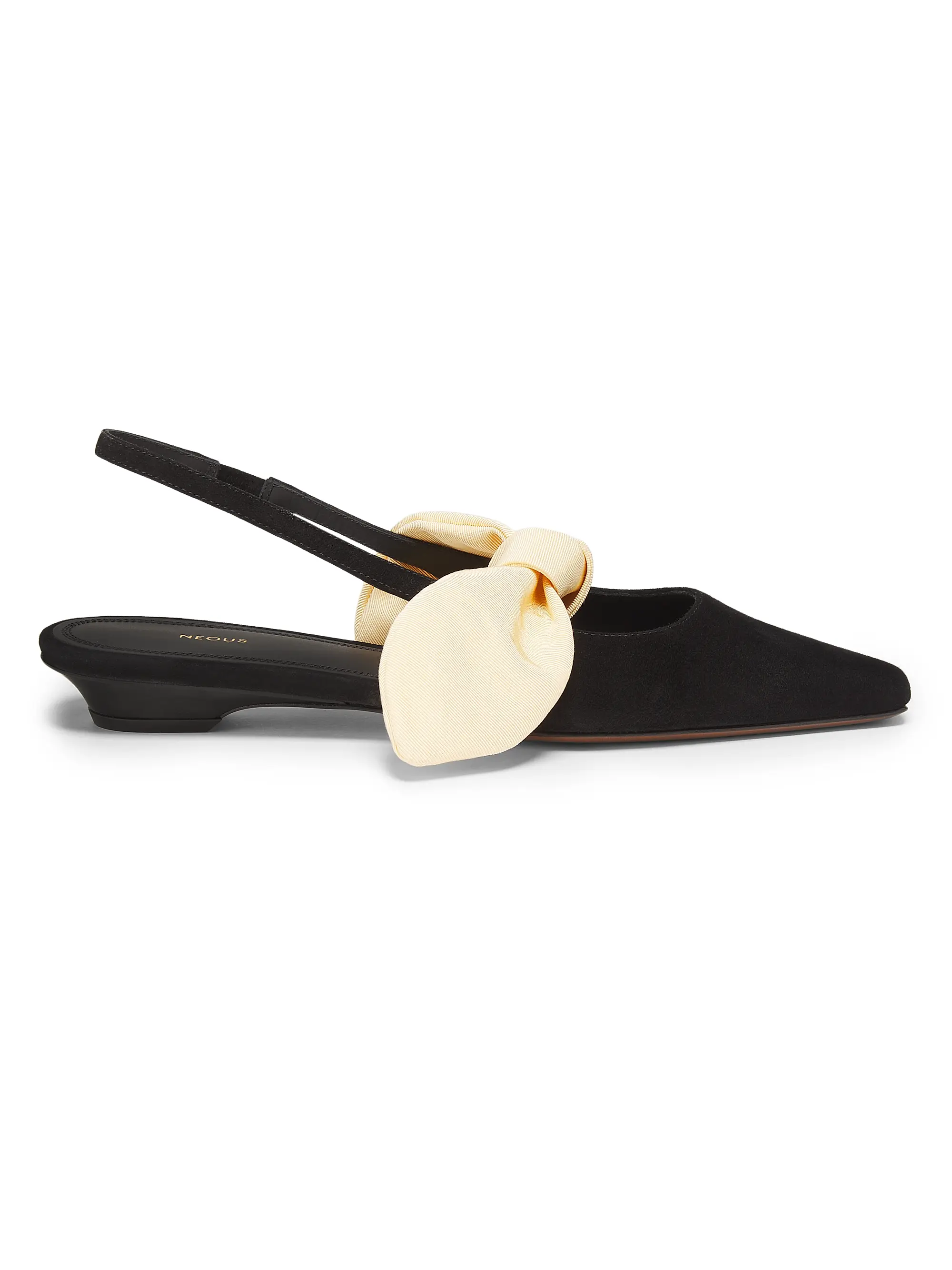Uba Grograin-Bow Suede Slingback Flats
