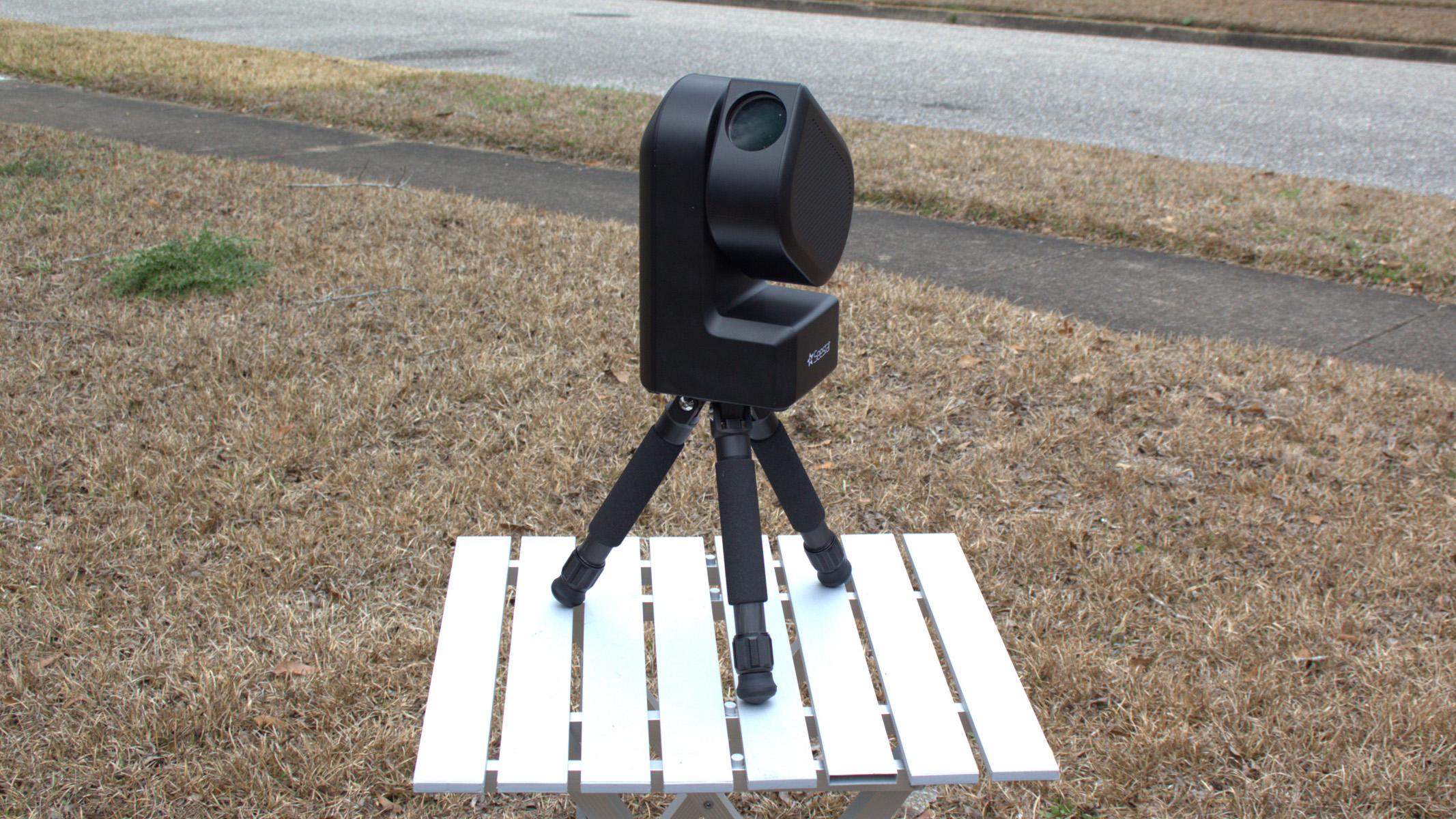 ZWO Seestar S50 on a table outside