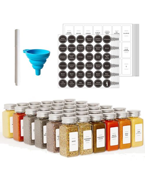 Tooloton 36 Pack 4oz Empty Glass Spice Jars With Labels, Minimalist Farmhouse Stickers & Funnel, Seasoning Containers for Rack, Cabinet & Drawer & Reviews | Wayfair