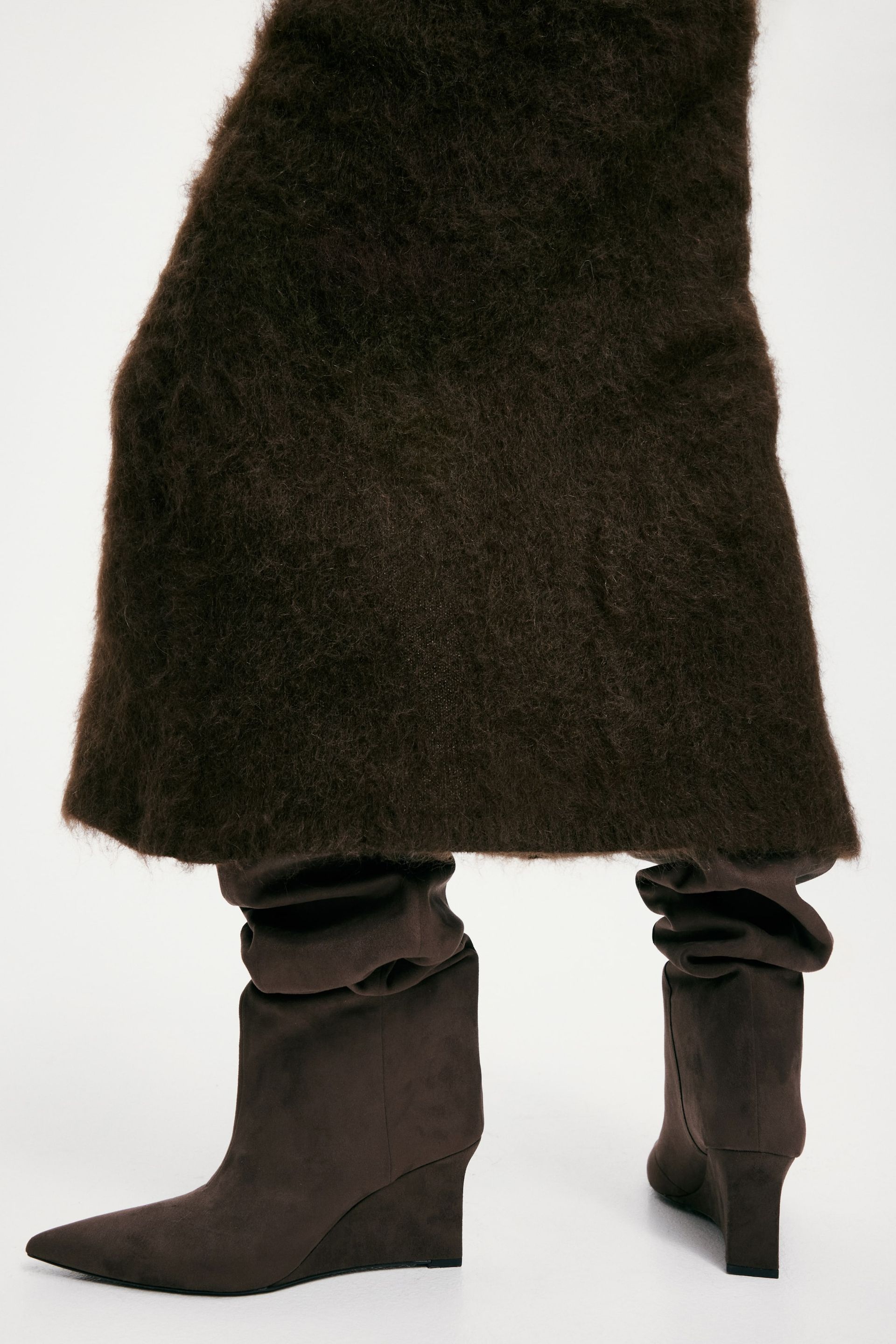 Wedge-Heeled Over-The-Knee Boots - Dark Brown