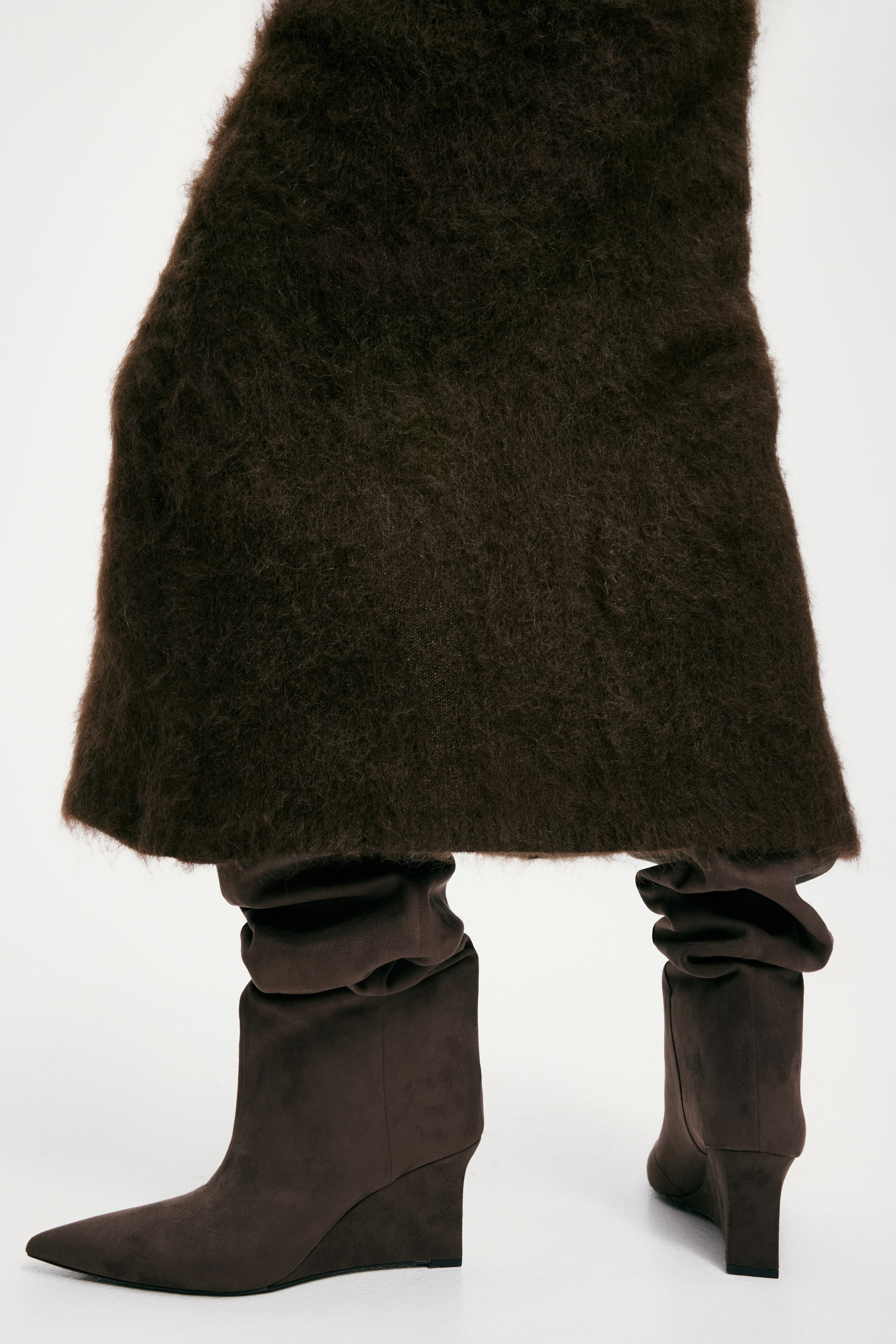 Wedge-Heeled Over-The-Knee Boots - Dark Brown