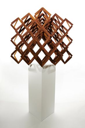 Quadror built out of wood into a sculpture