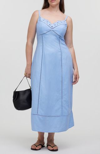 Sweetheart Neck Linen Blend Dress