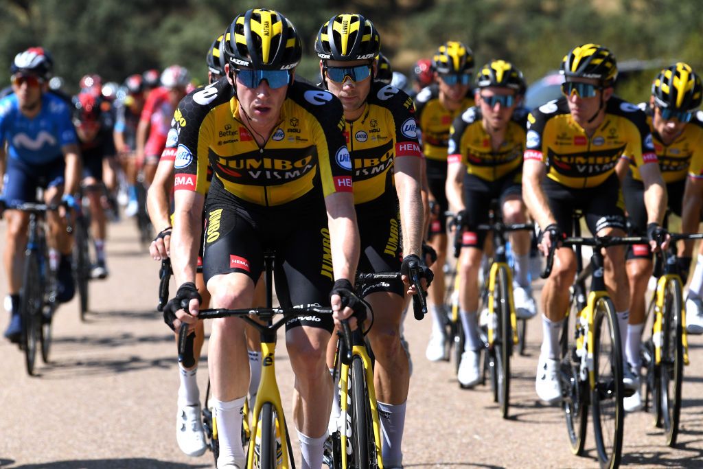 PICO VILLUERCAS SPAIN AUGUST 28 Nathan Van Hooydonck of Belgium and Team Jumbo Visma competes during the 76th Tour of Spain 2021 Stage 14 a 1657km stage from Don Benito to Pico Villuercas 1580m lavuelta LaVuelta21 on August 28 2021 in Pico Villuercas Spain Photo by Tim de WaeleGetty Images