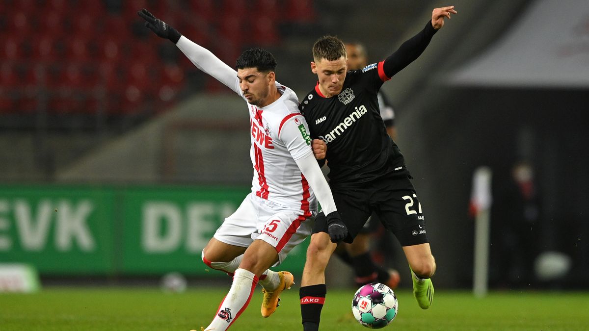 Bayer Leverkusen player Florian Wirtz on the ball