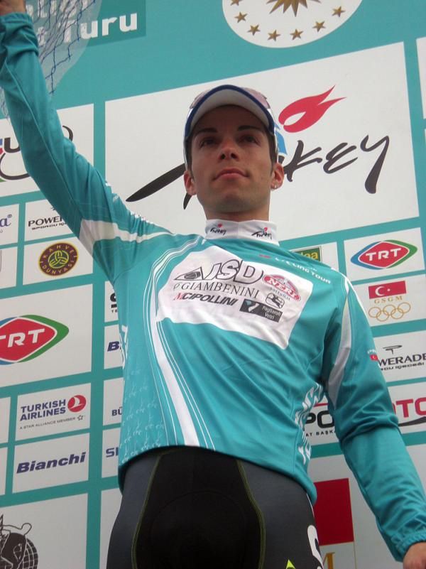 Giovanni Visconti (ISD-Neri) wasn't cheered up by his overall leader's jersey.