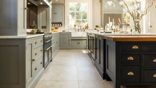 blue and grey kitchen