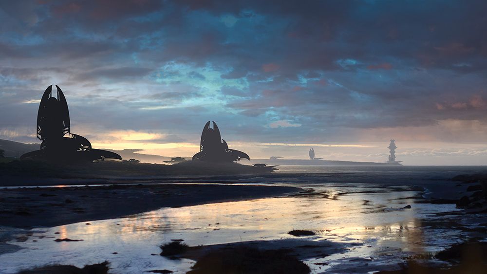 Speed painting and speed drawing: Digital painting shows an alien landscape