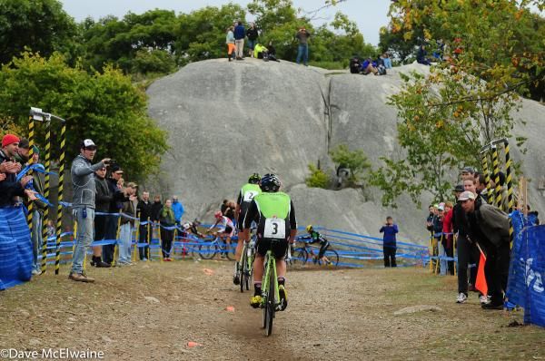 Trebon and Johnson below the &ldquo;Big Rock) on the final lap
